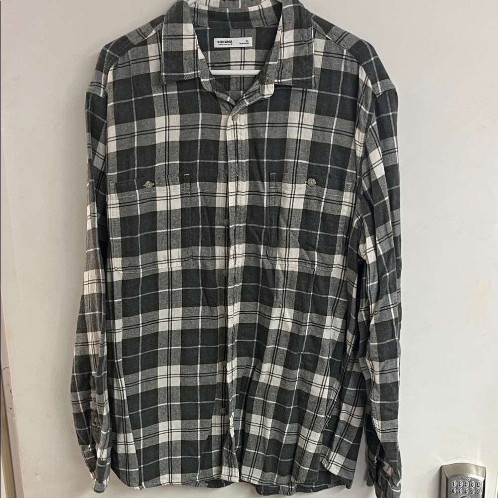 Sonoma Black and White Plaid Men's Shirt